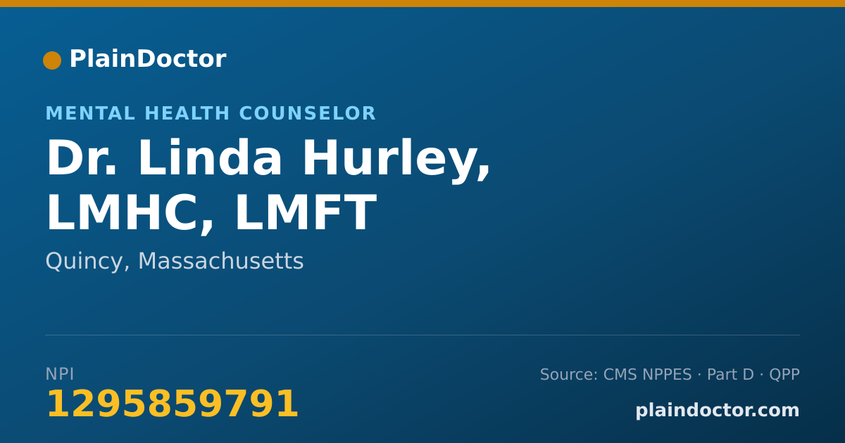 Shareable card for Linda Hurley, LMHC, LMFT - Mental Health Counselor, Quincy, MA