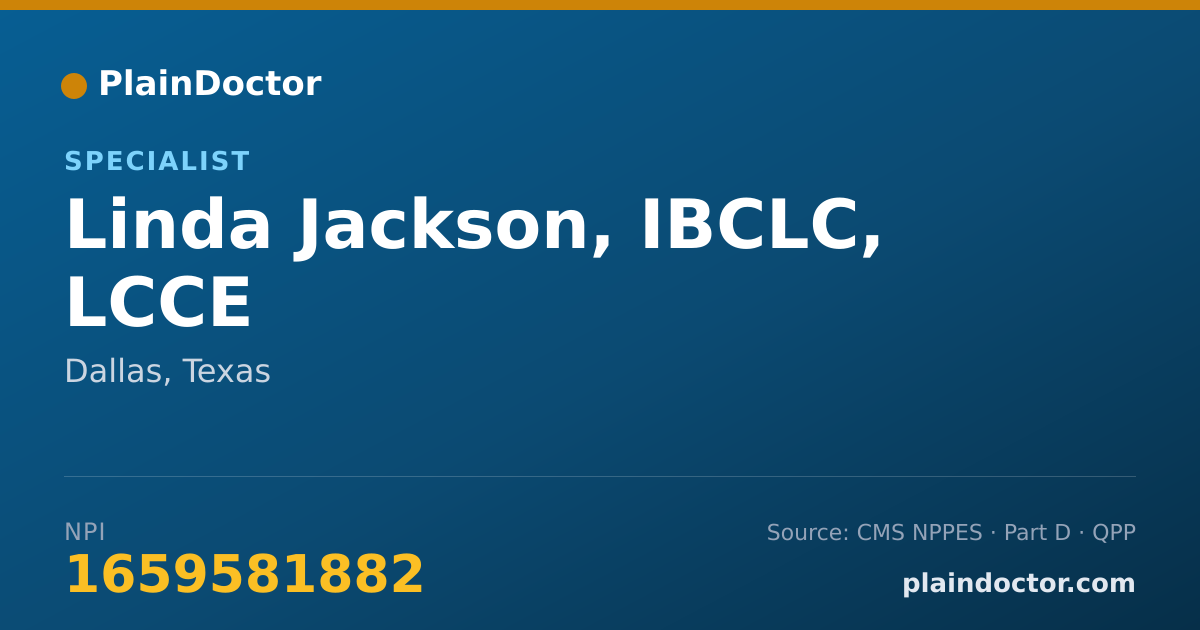 Shareable card for Linda Jackson, IBCLC, LCCE - Specialist, Dallas, TX