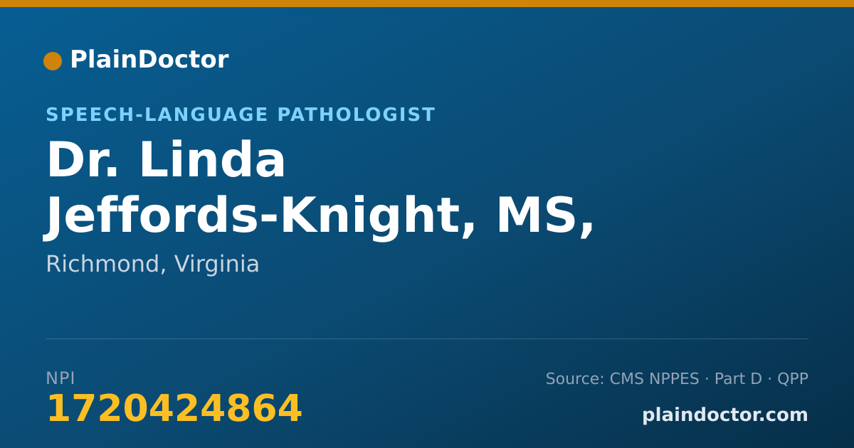 Shareable card for Linda Jeffords-Knight, MS, CCC-SLP - Speech-Language Pathologist, Richmond, VA