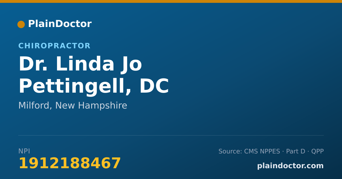 Shareable card for Linda Jo Pettingell, DC - Chiropractor, Milford, NH