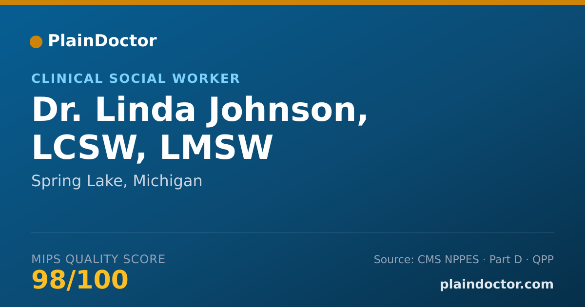 Shareable card for Linda Johnson, LCSW, LMSW - Clinical Social Worker, Spring Lake, MI