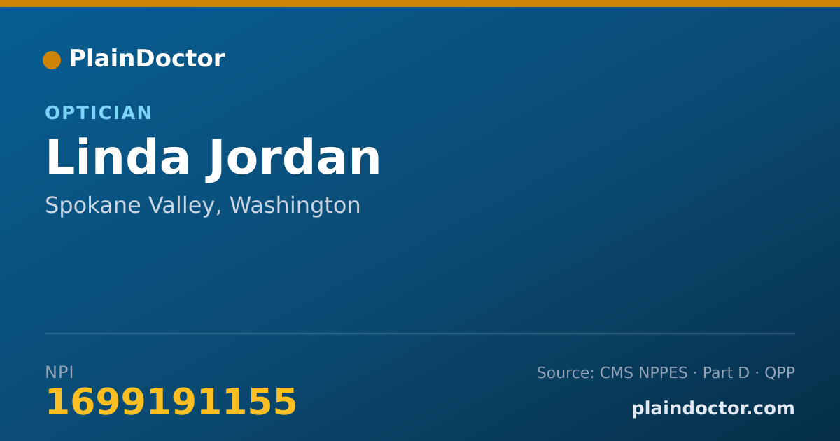 Shareable card for Linda Jordan - Optician, Spokane Valley, WA