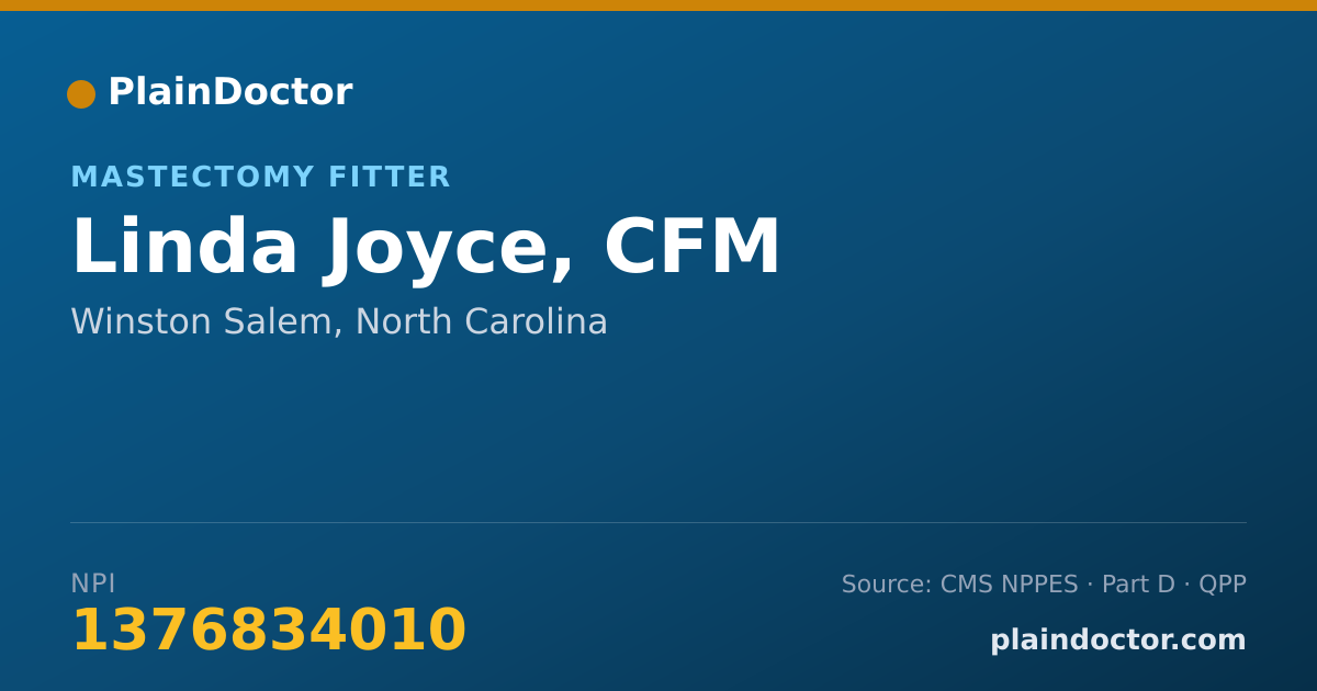 Shareable card for Linda Joyce, CFM - Mastectomy Fitter, Winston Salem, NC