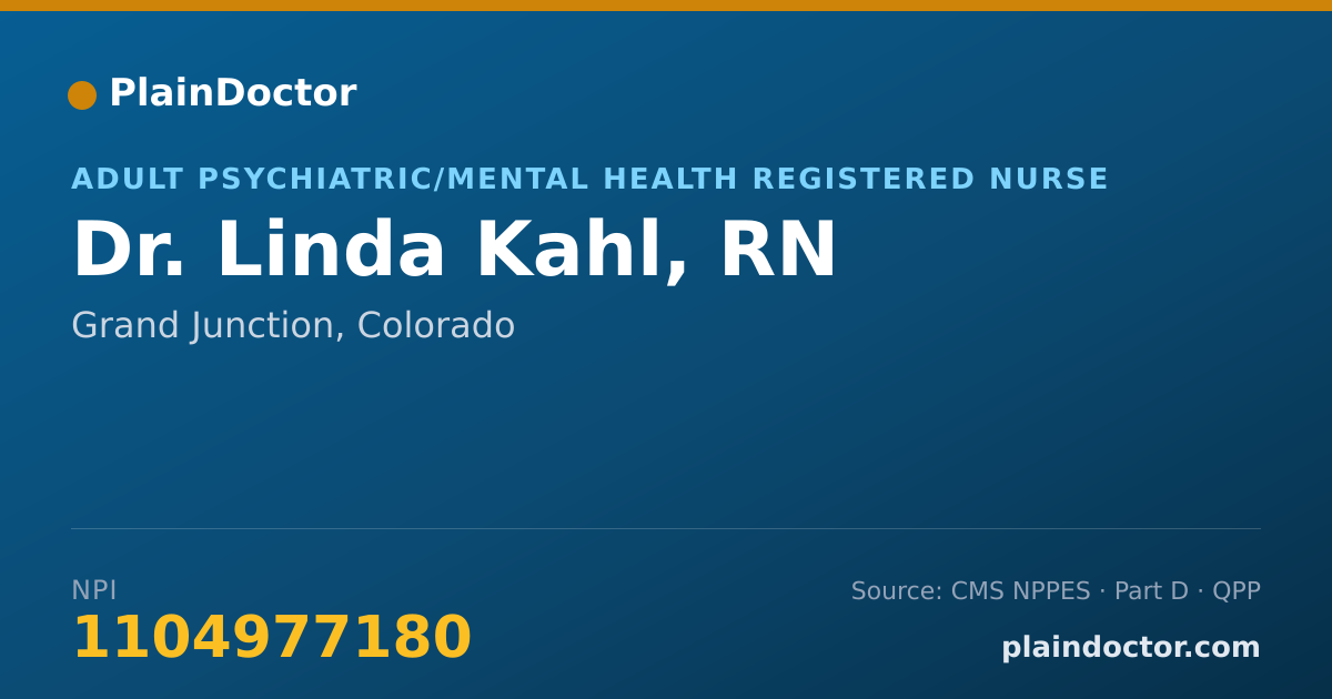 Shareable card for Linda Kahl, RN - Adult Psychiatric/Mental Health Registered Nurse, Grand Junction, CO