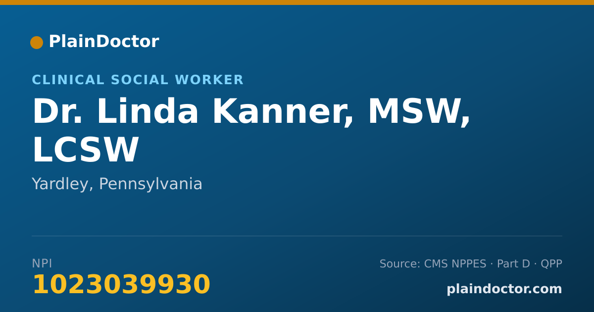 Shareable card for Linda Kanner, MSW, LCSW - Clinical Social Worker, Yardley, PA