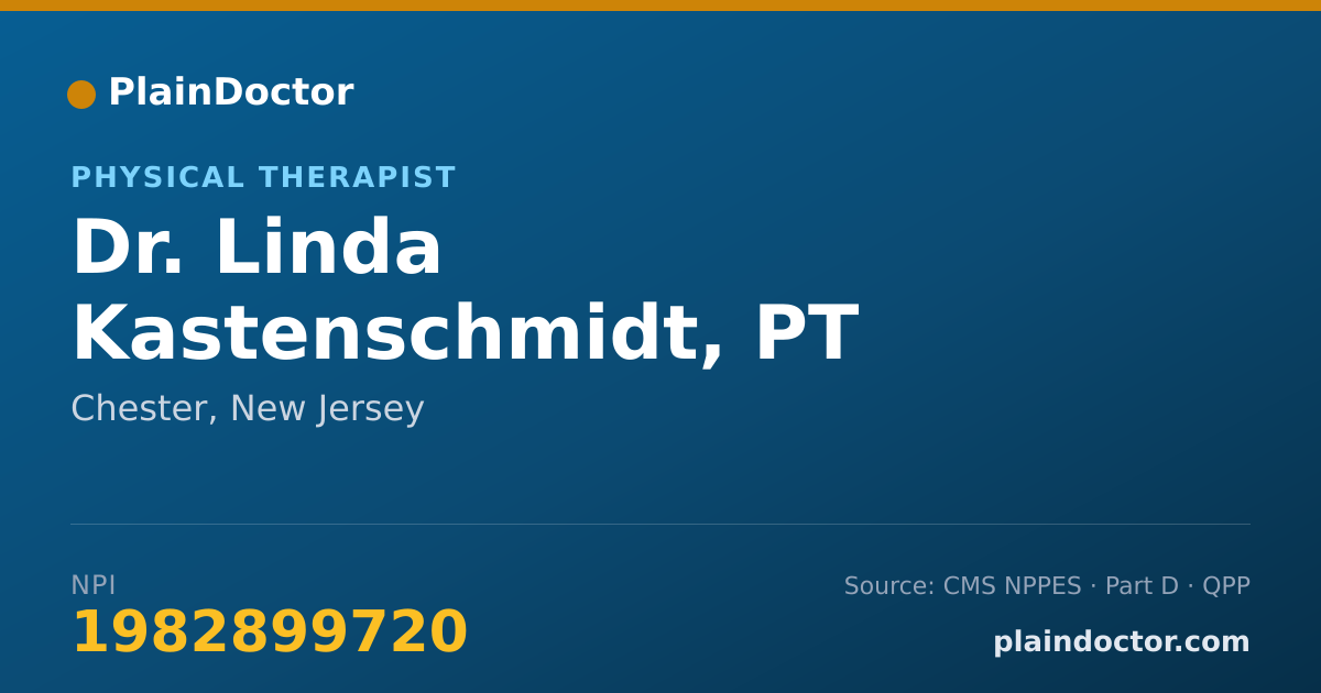Shareable card for Linda Kastenschmidt, PT - Physical Therapist, Chester, NJ