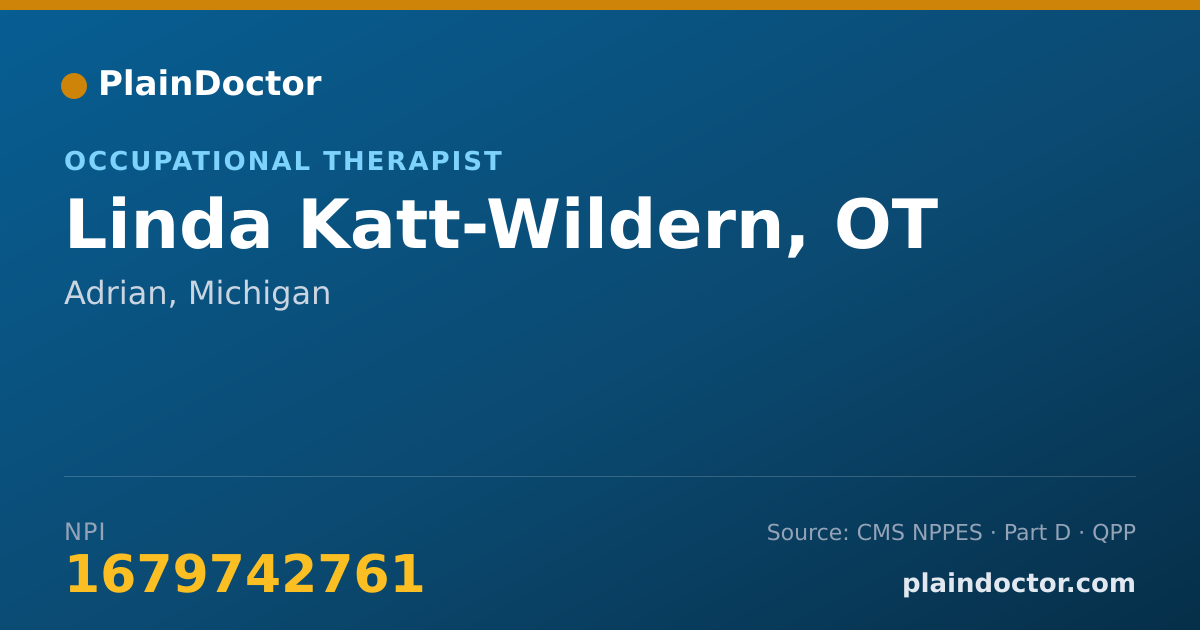 Shareable card for Linda Katt-Wildern, OT - Occupational Therapist, Adrian, MI