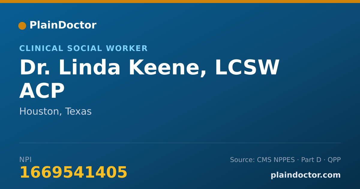 Shareable card for Linda Keene, LCSW ACP - Clinical Social Worker, Houston, TX