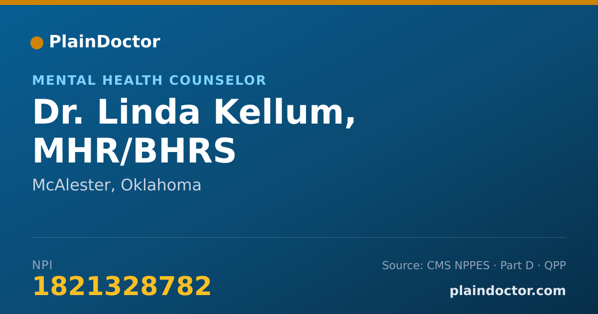 Shareable card for Linda Kellum, MHR/BHRS - Mental Health Counselor, McAlester, OK