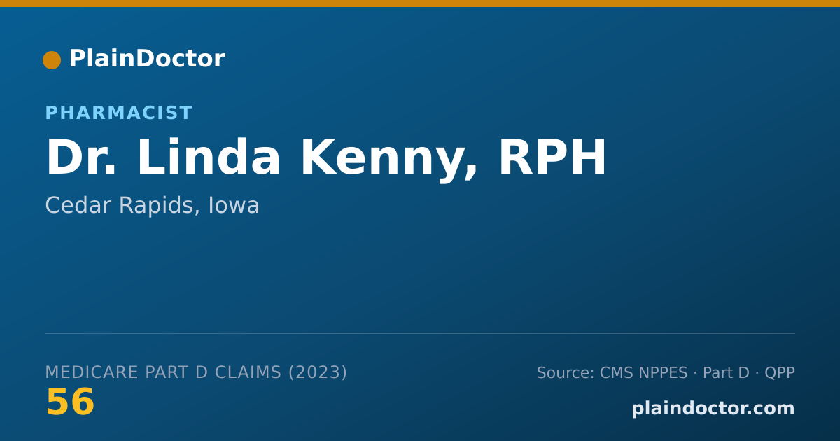 Shareable card for Linda Kenny, RPH - Pharmacist, Cedar Rapids, IA