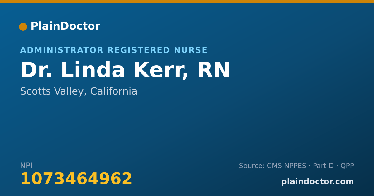 Shareable card for Linda Kerr, RN - Administrator Registered Nurse, Scotts Valley, CA