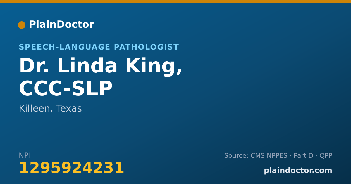 Shareable card for Linda King, CCC-SLP - Speech-Language Pathologist, Killeen, TX