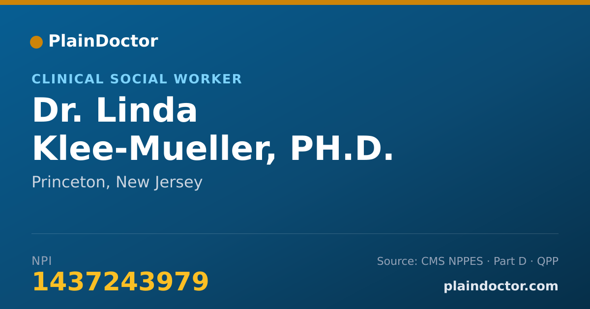 Shareable card for Linda Klee-Mueller, PH.D. - Clinical Social Worker, Princeton, NJ