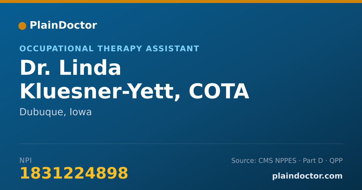 Shareable card for Linda Kluesner-Yett, COTA - Occupational Therapy Assistant, Dubuque, IA