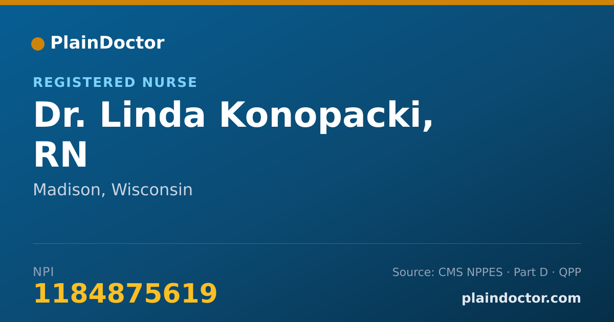 Shareable card for Linda Konopacki, RN - Registered Nurse, Madison, WI