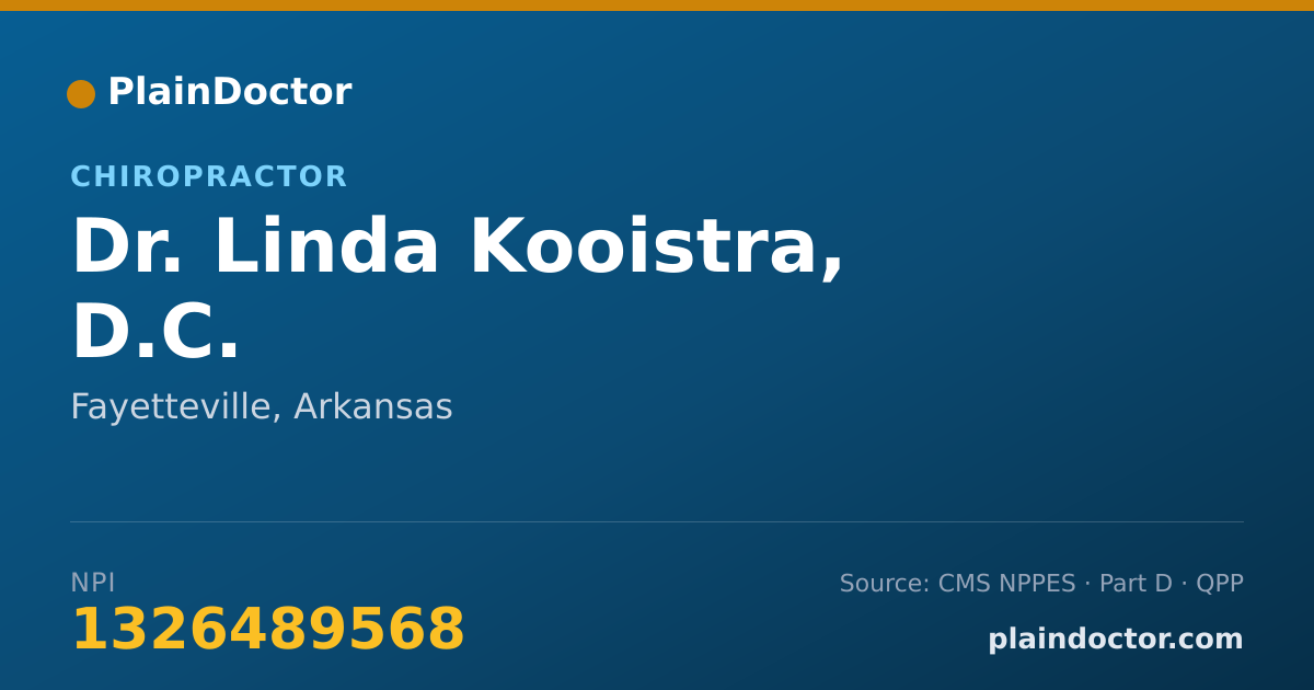 Shareable card for Linda Kooistra, D.C. - Chiropractor, Fayetteville, AR