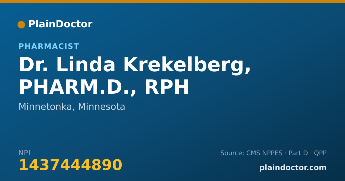 Shareable card for Linda Krekelberg, PHARM.D., RPH - Pharmacist, Minnetonka, MN