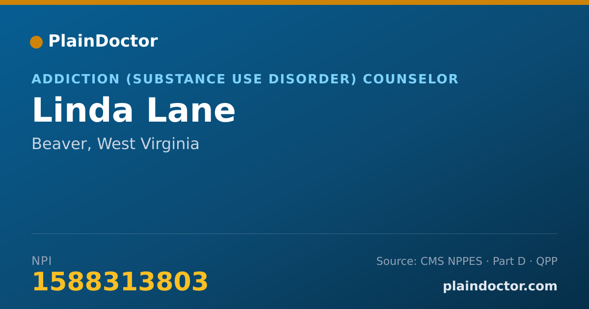 Shareable card for Linda Lane - Addiction (Substance Use Disorder) Counselor, Beaver, WV