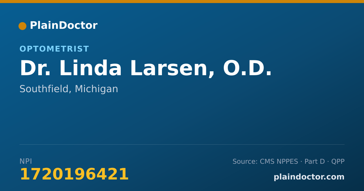 Shareable card for Linda Larsen, O.D. - Optometrist, Southfield, MI