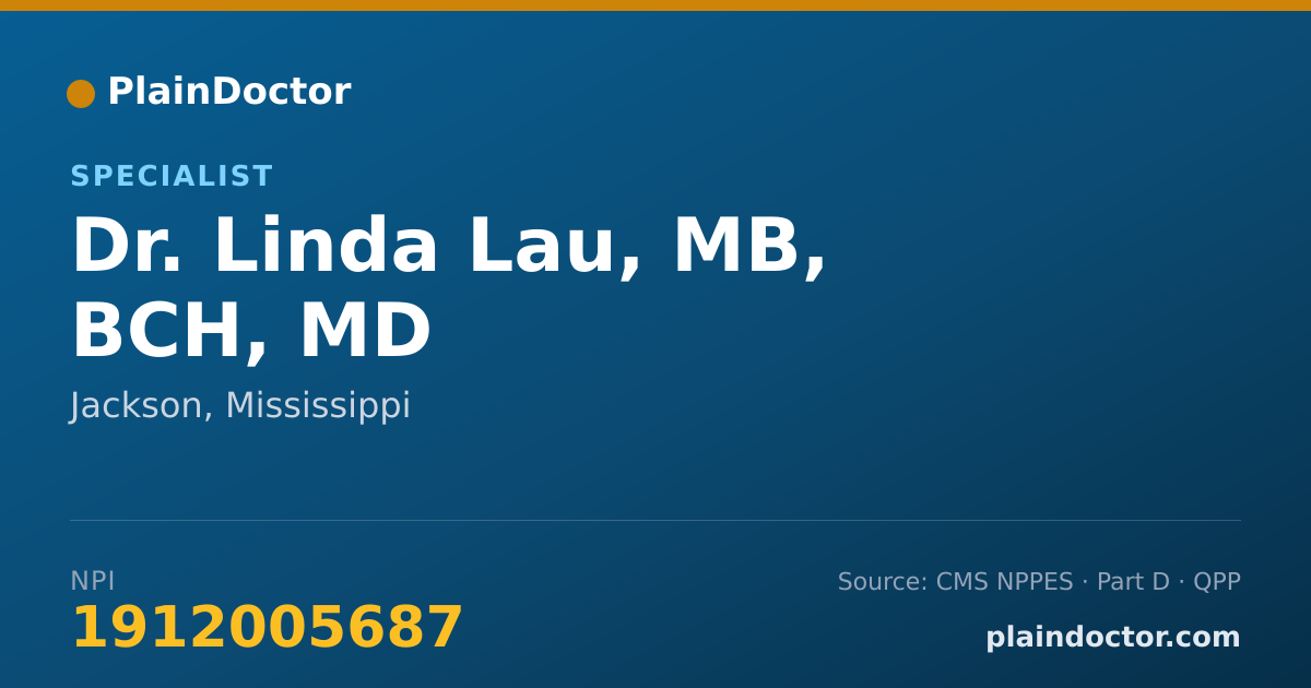 Shareable card for Linda Lau, MB, BCH, MD - Specialist, Jackson, MS
