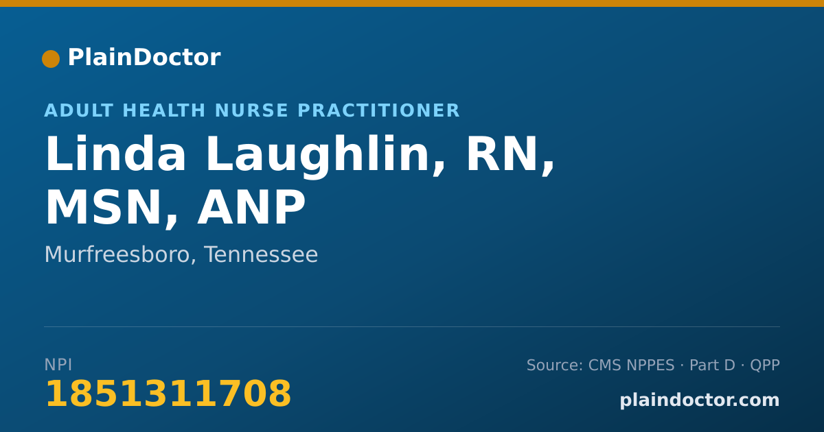 Shareable card for Linda Laughlin, RN, MSN, ANP - Adult Health Nurse Practitioner, Murfreesboro, TN