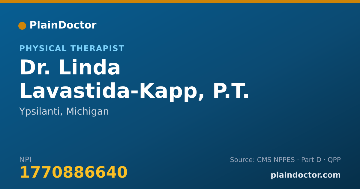 Shareable card for Linda Lavastida-Kapp, P.T. - Physical Therapist, Ypsilanti, MI