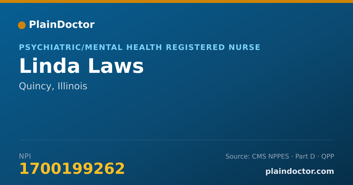 Shareable card for Linda Laws - Psychiatric/Mental Health Registered Nurse, Quincy, IL
