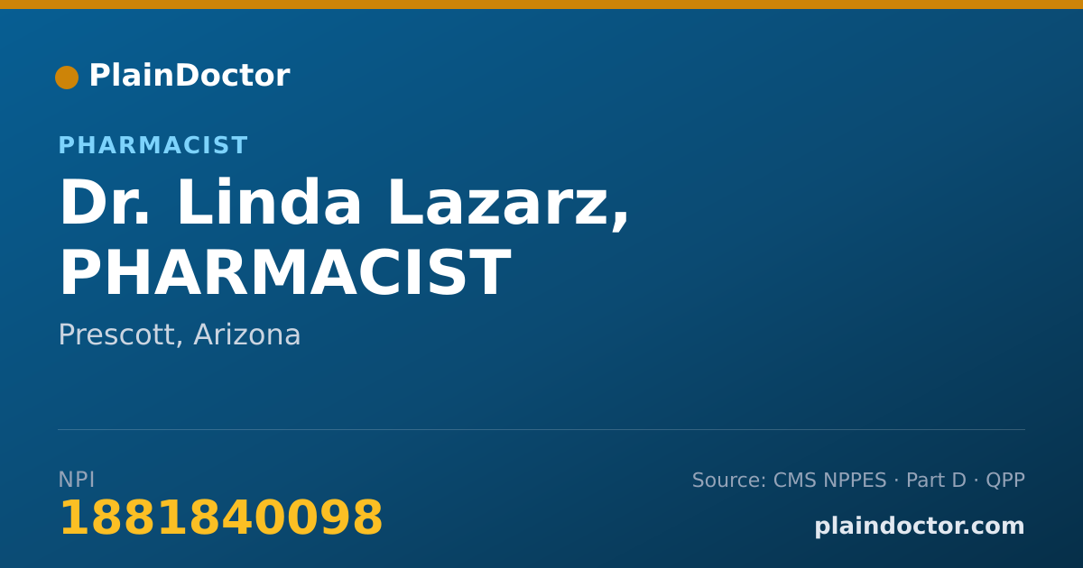 Shareable card for Linda Lazarz, PHARMACIST - Pharmacist, Prescott, AZ