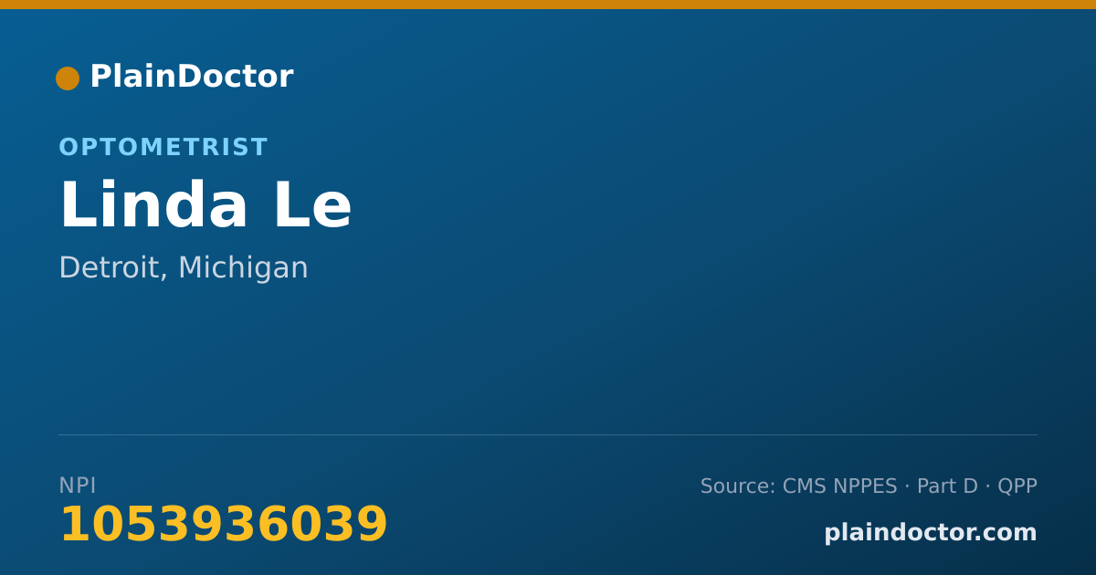 Shareable card for Linda Le - Optometrist, Detroit, MI