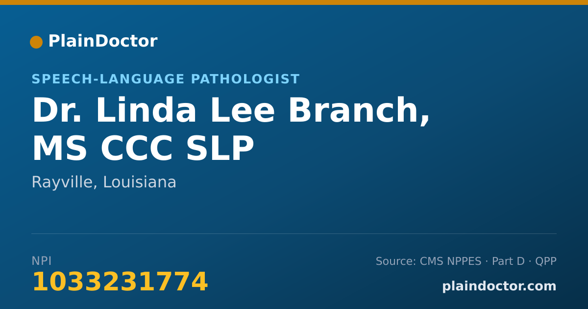 Shareable card for Linda Lee Branch, MS CCC SLP - Speech-Language Pathologist, Rayville, LA