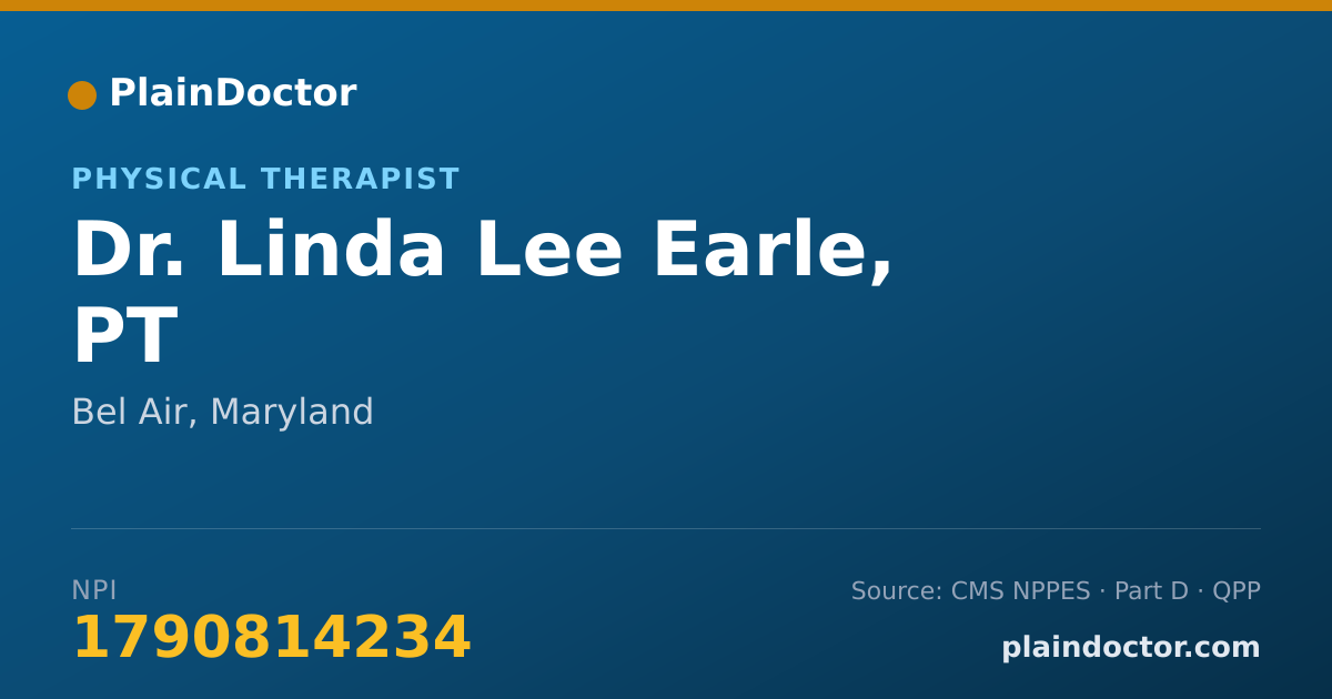 Shareable card for Linda Lee Earle, PT - Physical Therapist, Bel Air, MD