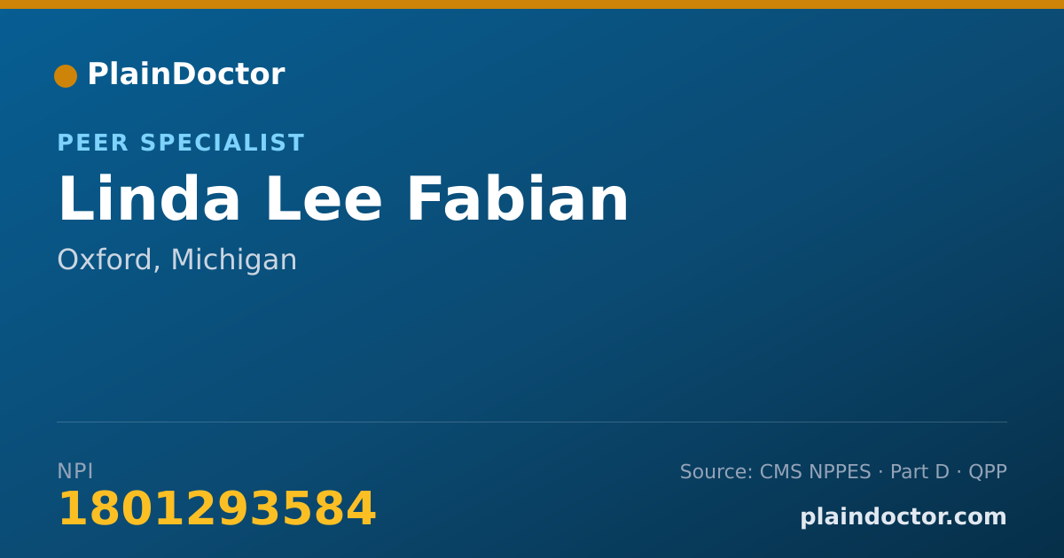 Shareable card for Linda Lee Fabian - Peer Specialist, Oxford, MI