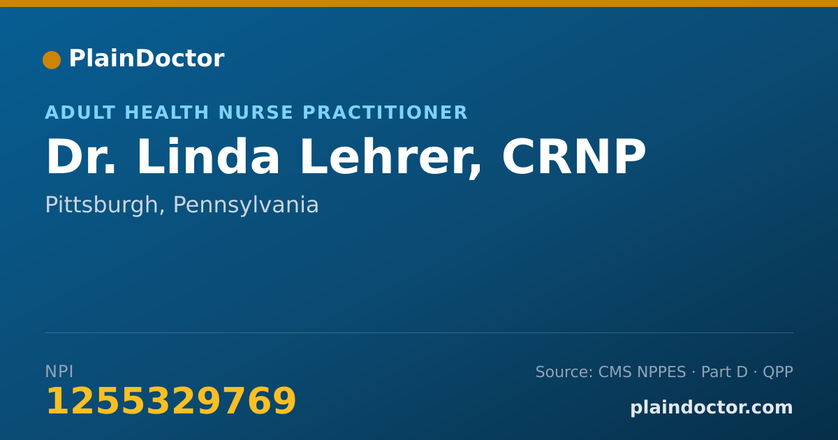 Shareable card for Linda Lehrer, CRNP - Adult Health Nurse Practitioner, Pittsburgh, PA
