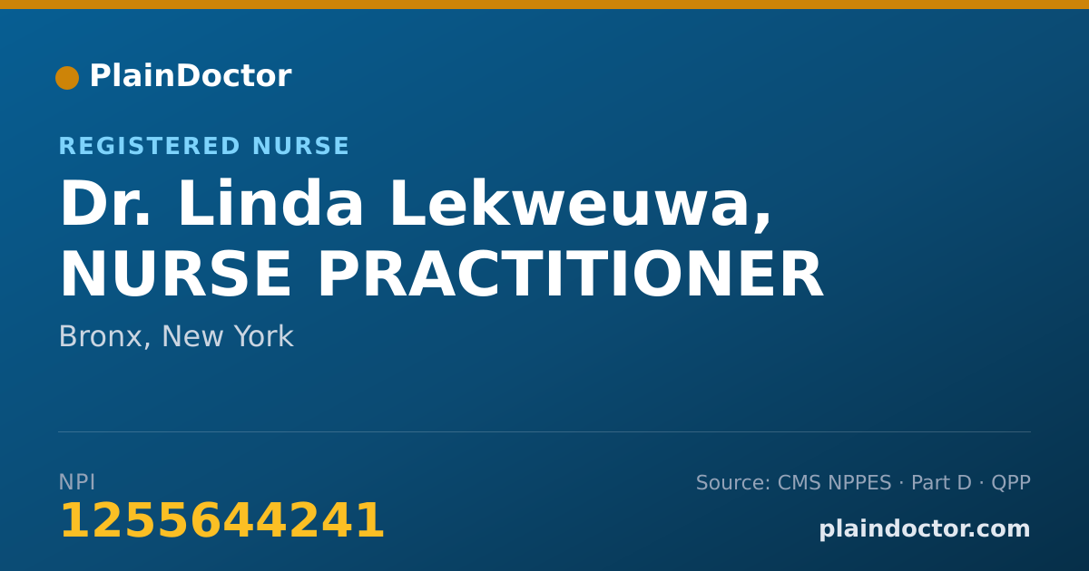 Shareable card for Linda Lekweuwa, NURSE PRACTITIONER - Registered Nurse, Bronx, NY