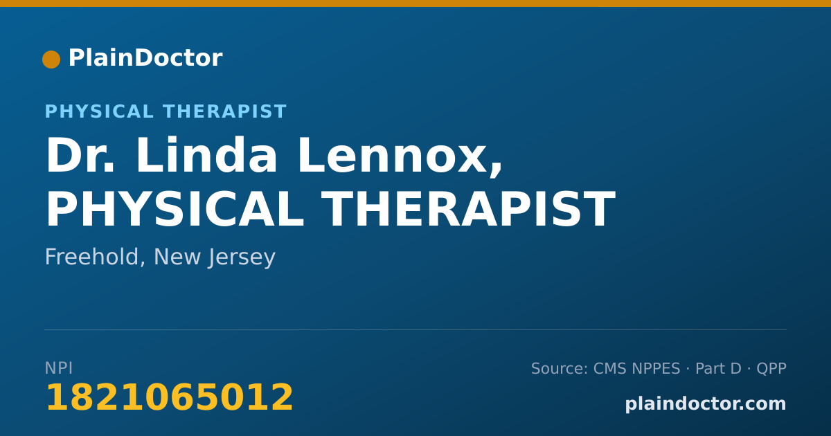 Shareable card for Linda Lennox, PHYSICAL THERAPIST - Physical Therapist, Freehold, NJ