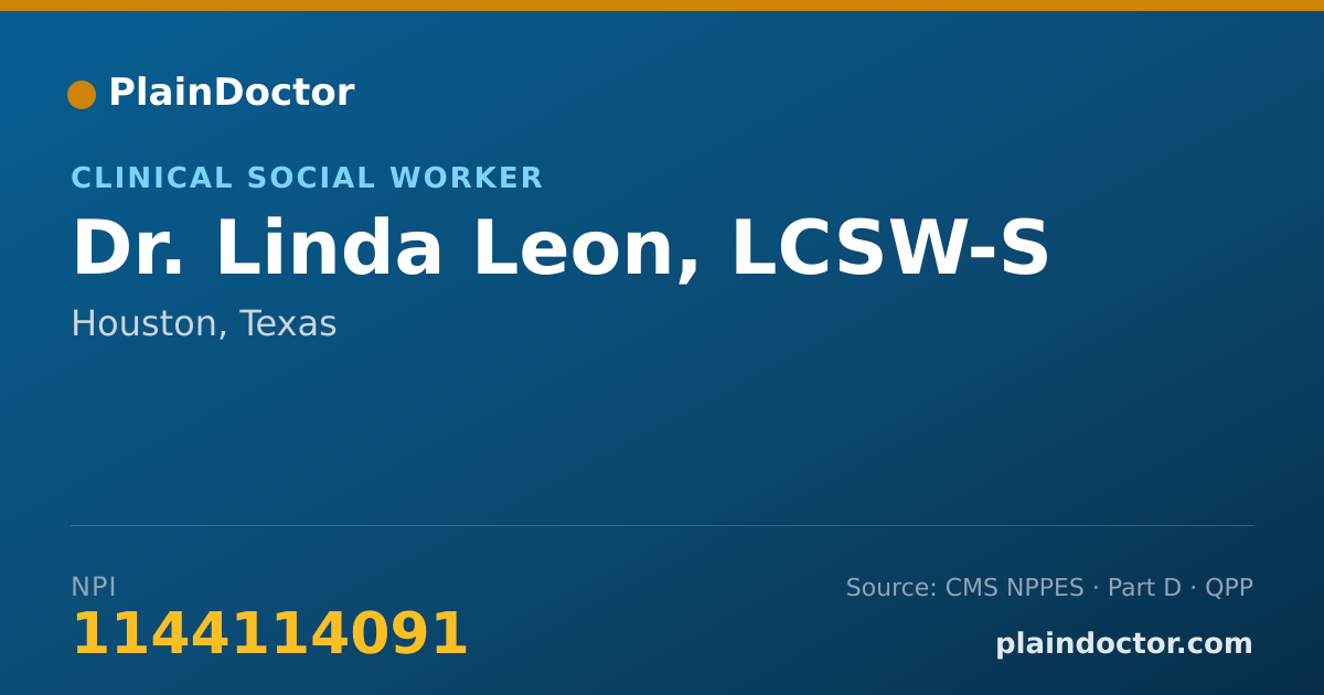 Shareable card for Linda Leon, LCSW-S - Clinical Social Worker, Houston, TX