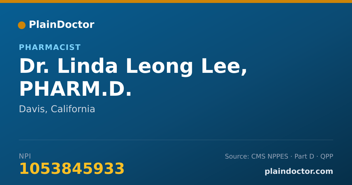 Shareable card for Linda Leong Lee, PHARM.D. - Pharmacist, Davis, CA