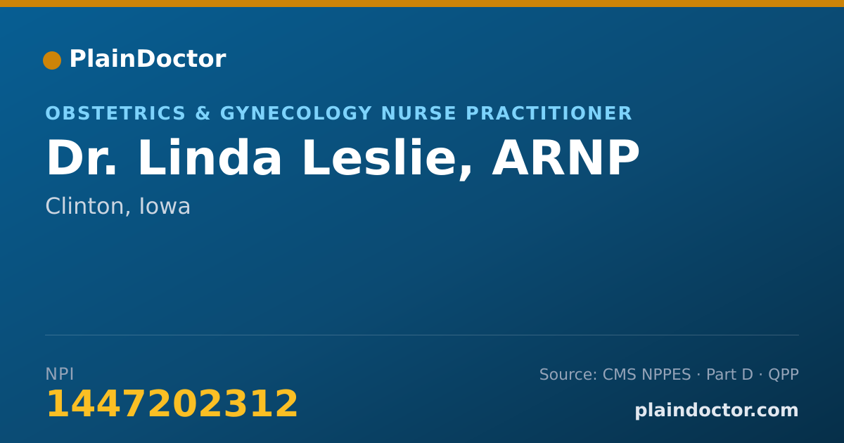 Shareable card for Linda Leslie, ARNP - Obstetrics & Gynecology Nurse Practitioner, Clinton, IA