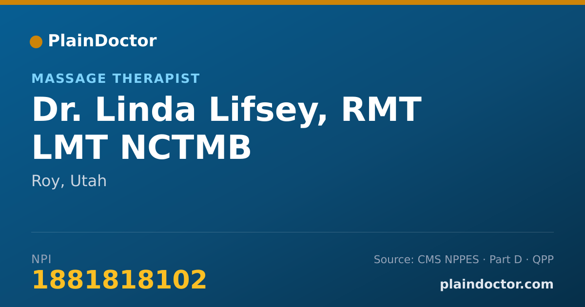 Shareable card for Linda Lifsey, RMT LMT NCTMB - Massage Therapist, Roy, UT
