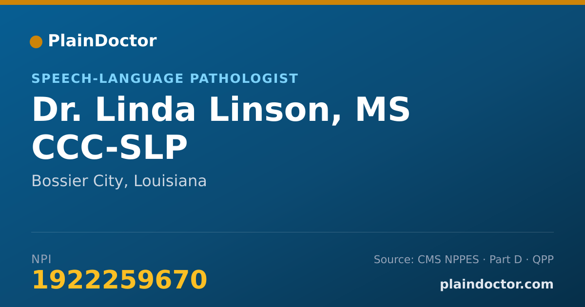 Shareable card for Linda Linson, MS CCC-SLP - Speech-Language Pathologist, Bossier City, LA