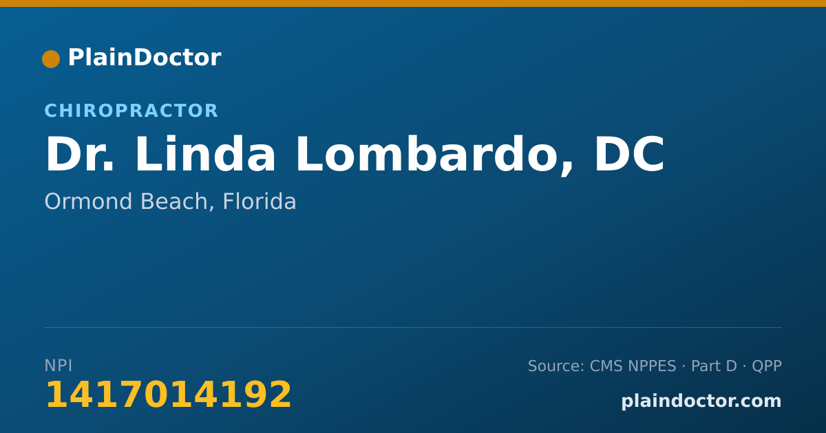Shareable card for Linda Lombardo, DC - Chiropractor, Ormond Beach, FL