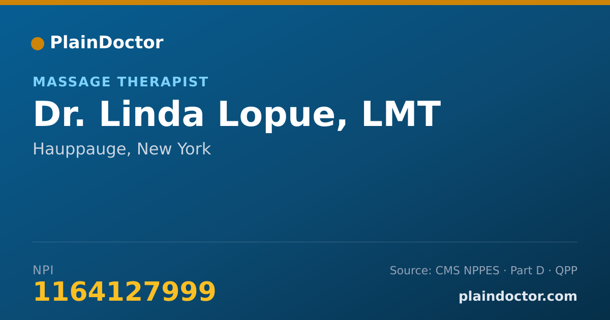 Shareable card for Linda Lopue, LMT - Massage Therapist, Hauppauge, NY