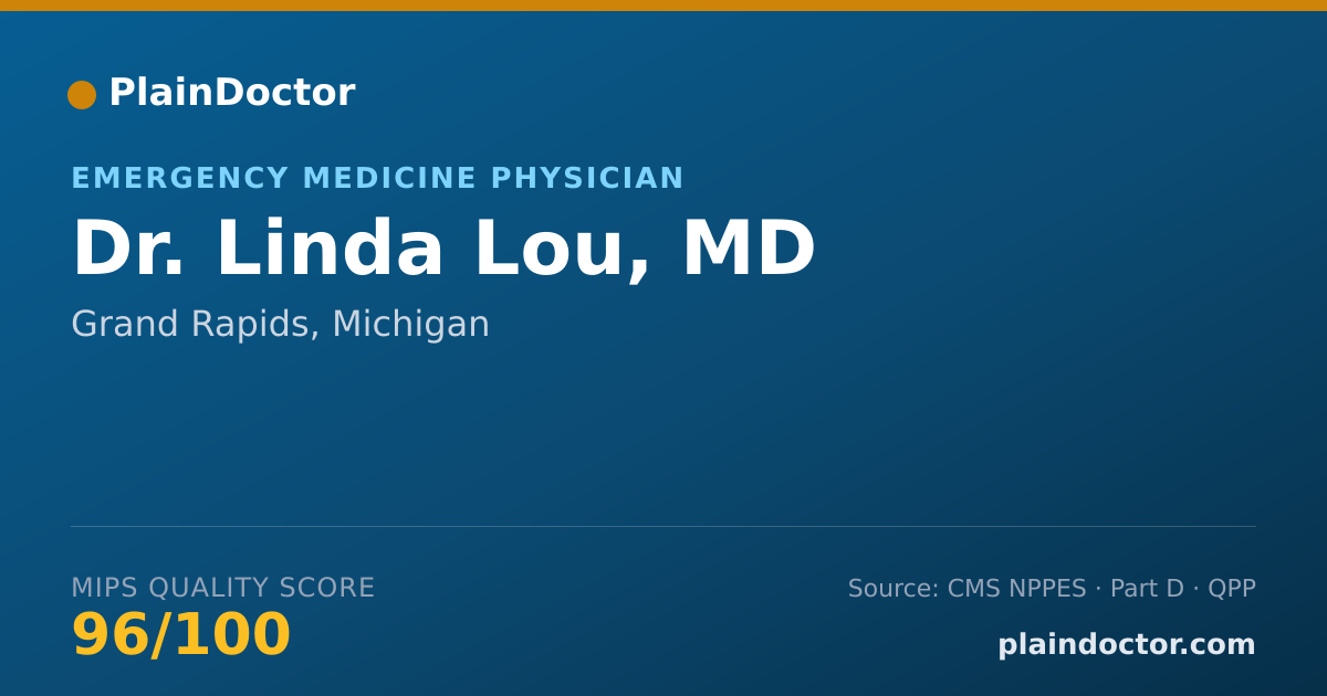 Shareable card for Linda Lou, MD - Emergency Medicine Physician, Grand Rapids, MI