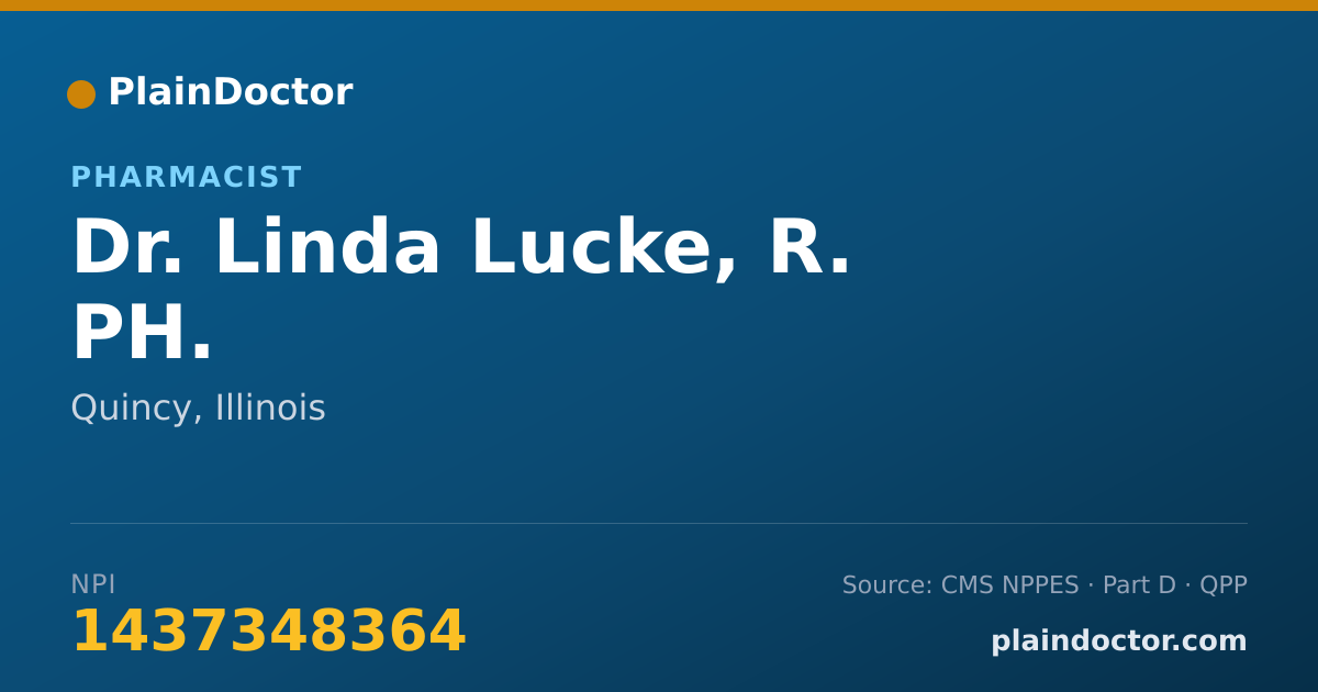 Shareable card for Linda Lucke, R. PH. - Pharmacist, Quincy, IL