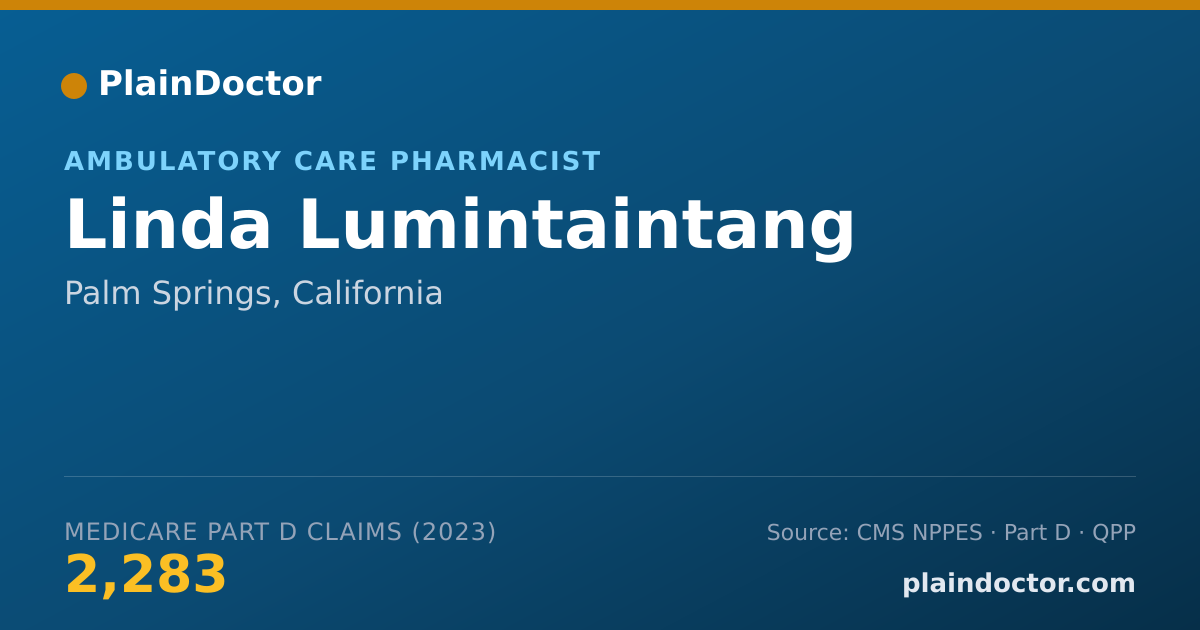 Shareable card for Linda Lumintaintang - Ambulatory Care Pharmacist, Palm Springs, CA