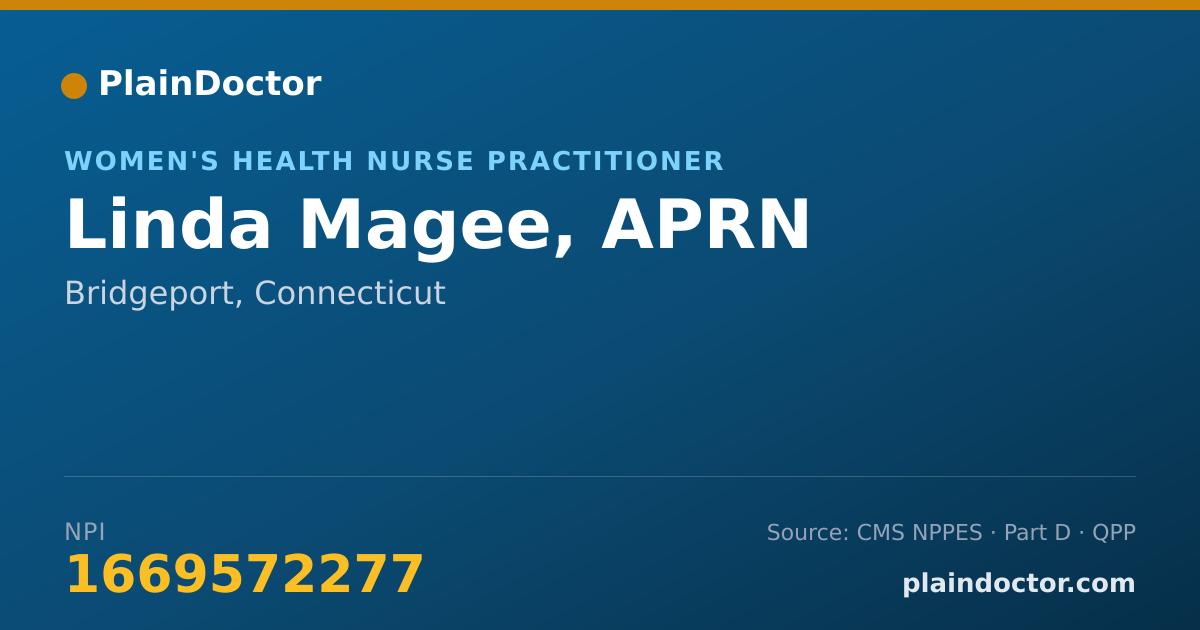 Shareable card for Linda Magee, APRN - Women's Health Nurse Practitioner, Bridgeport, CT