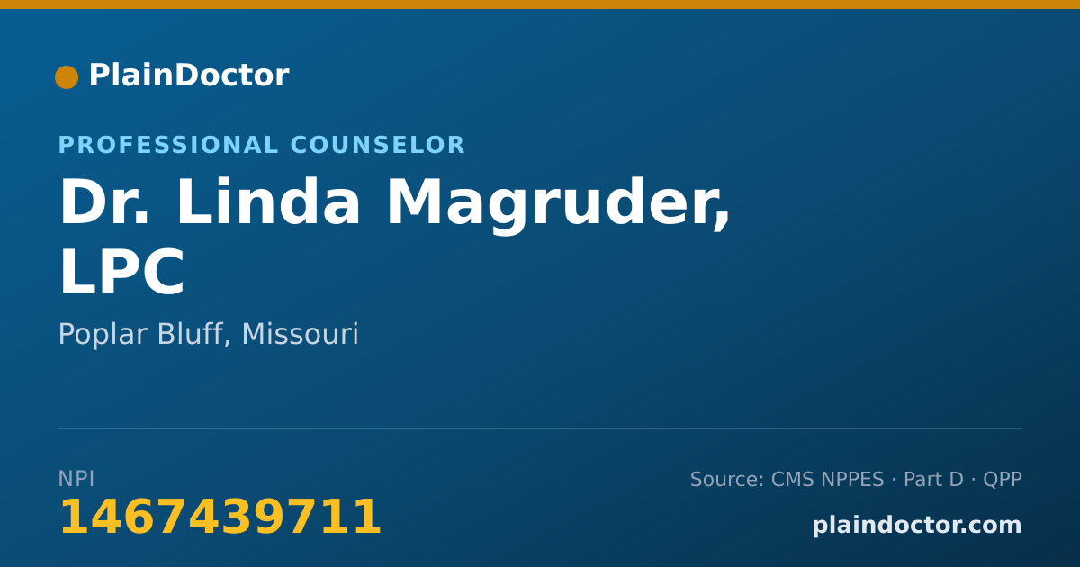 Shareable card for Linda Magruder, LPC - Professional Counselor, Poplar Bluff, MO