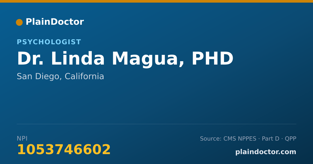 Shareable card for Linda Magua, PHD - Psychologist, San Diego, CA
