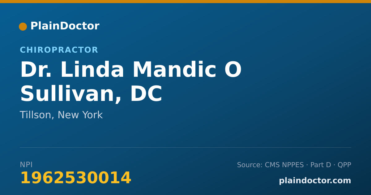 Shareable card for Linda Mandic O Sullivan, DC - Chiropractor, Tillson, NY