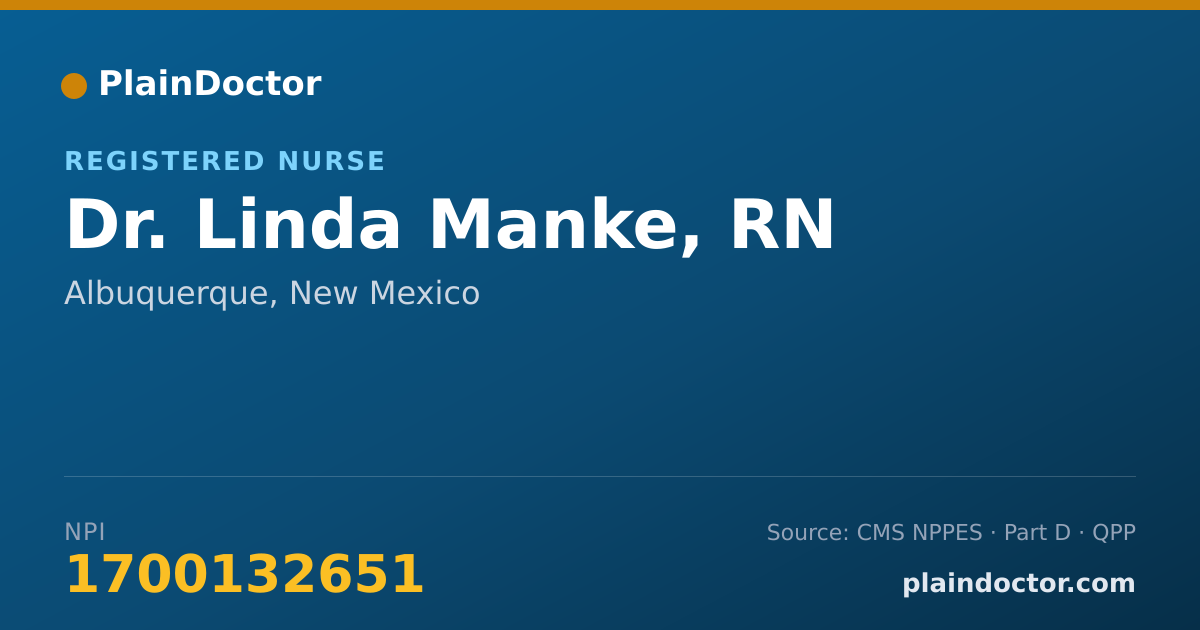 Shareable card for Linda Manke, RN - Registered Nurse, Albuquerque, NM